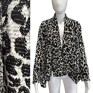 Forever 21 Exclusive Leopard Print Cardigan Womens Size M Waterfall Sweater Knit